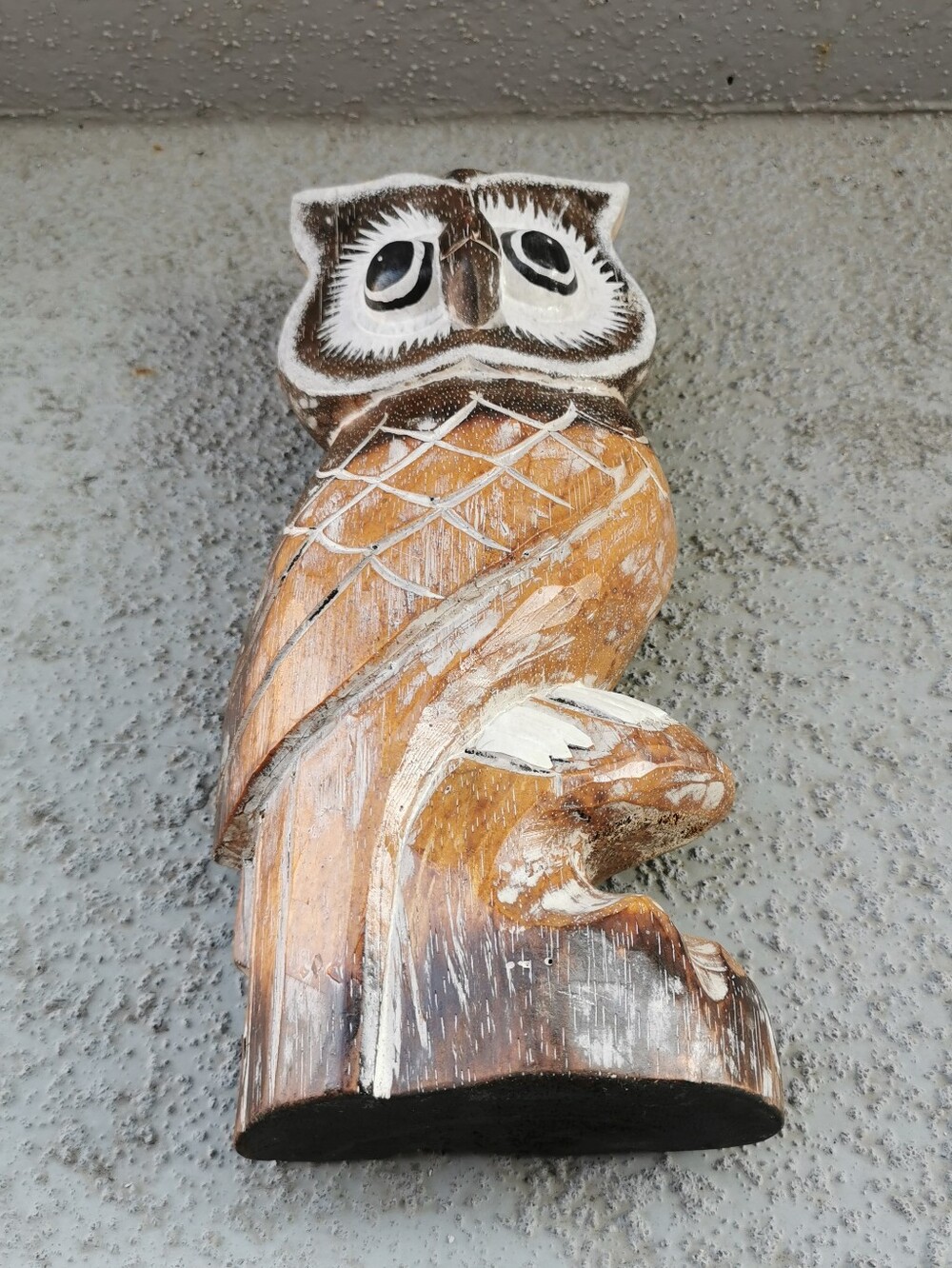 Vintage Hand-Carved Wooden Owl Figurine 12” Rustic Home Decor - Picture 7 of 11